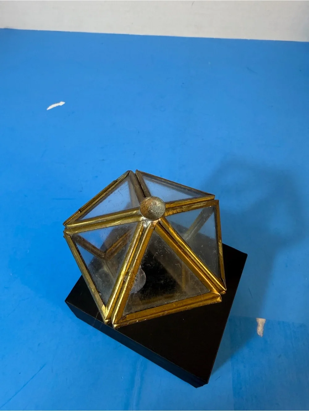 Vintage MCM Glass & Brass Display Terrarium, Jewelry, Trinket